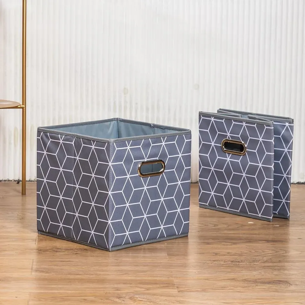 Geo Cube Storage Basket - Grey