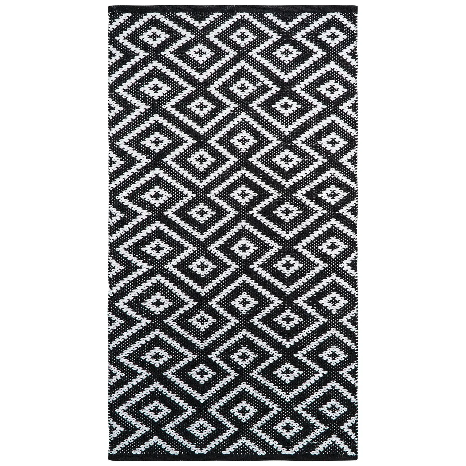 Geo Diamond Runner - Black, Cotton image