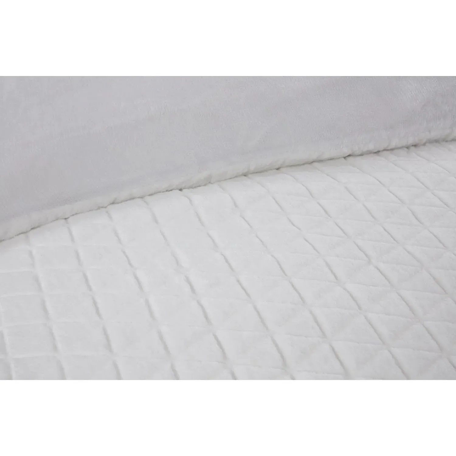 Geo Double Duvet Cover and Pillowcase Set - White, Faux Fur