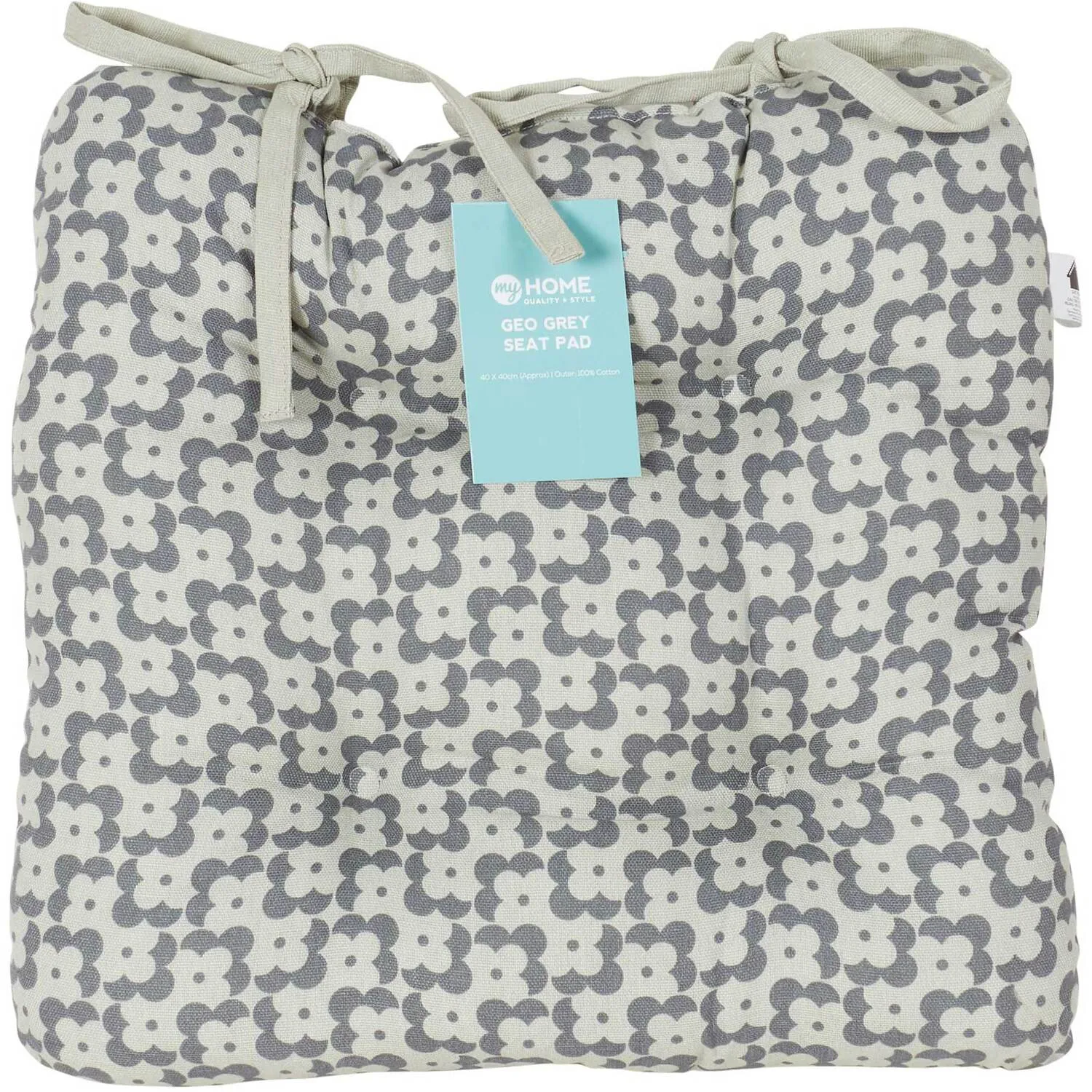 Geo Seat Pad - Grey, Cotton
