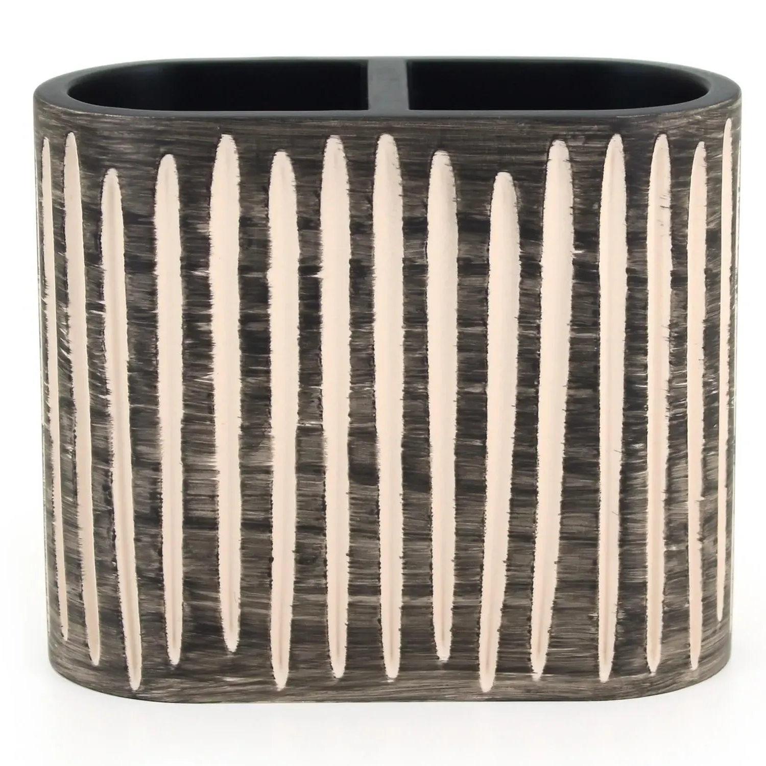 Geo Toothbrush Holder - Black, Wood