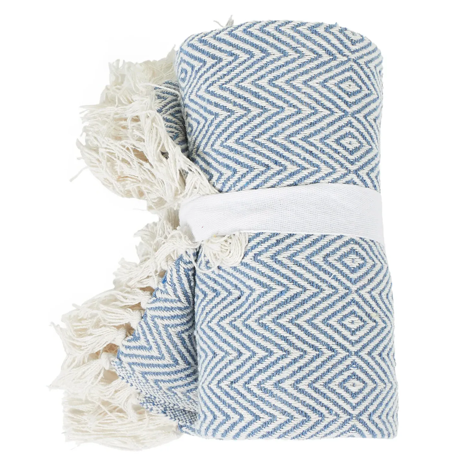 Geo Woven Throw - Blue