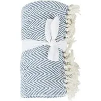 Geo Woven Throw - Blue