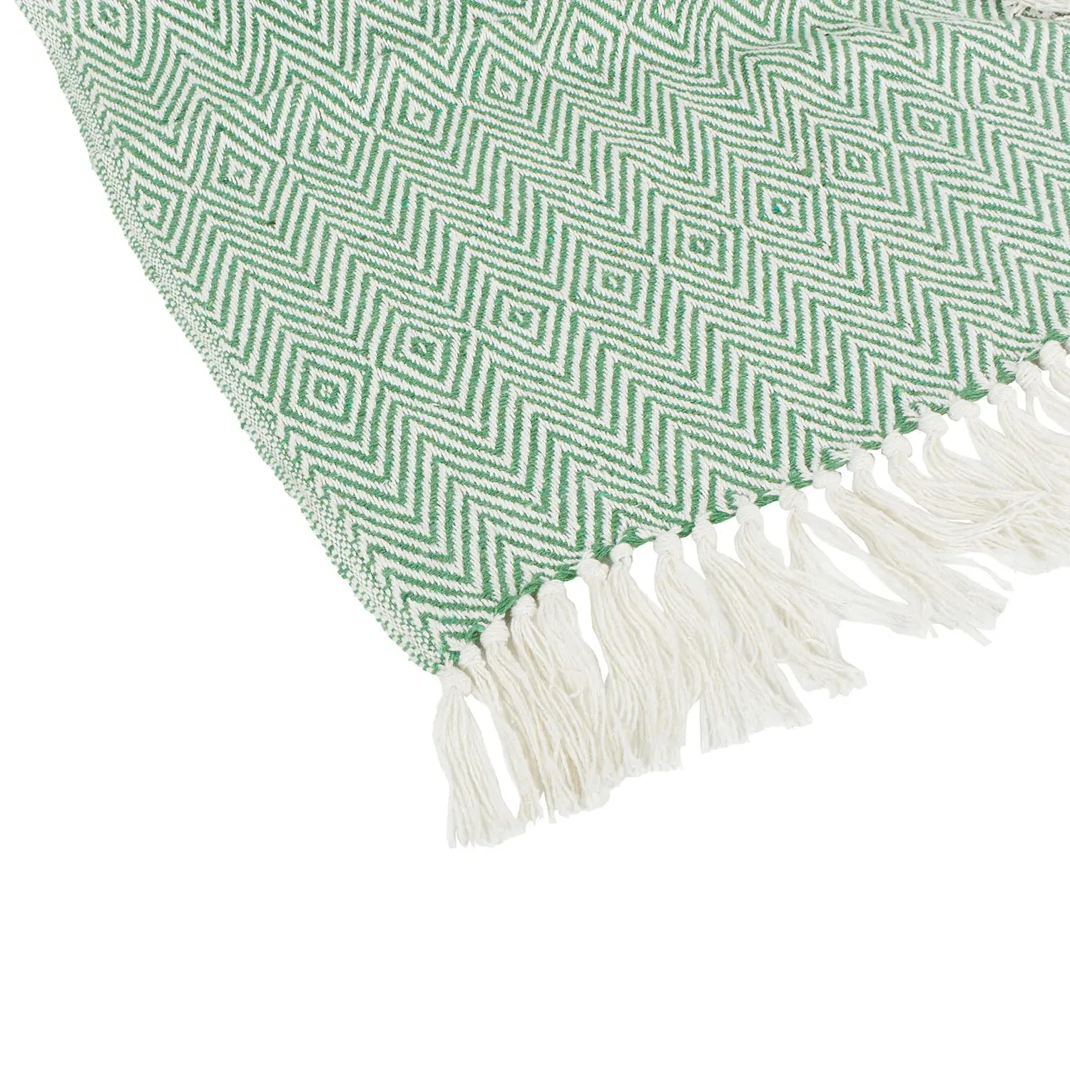Geo Woven Throw - Green