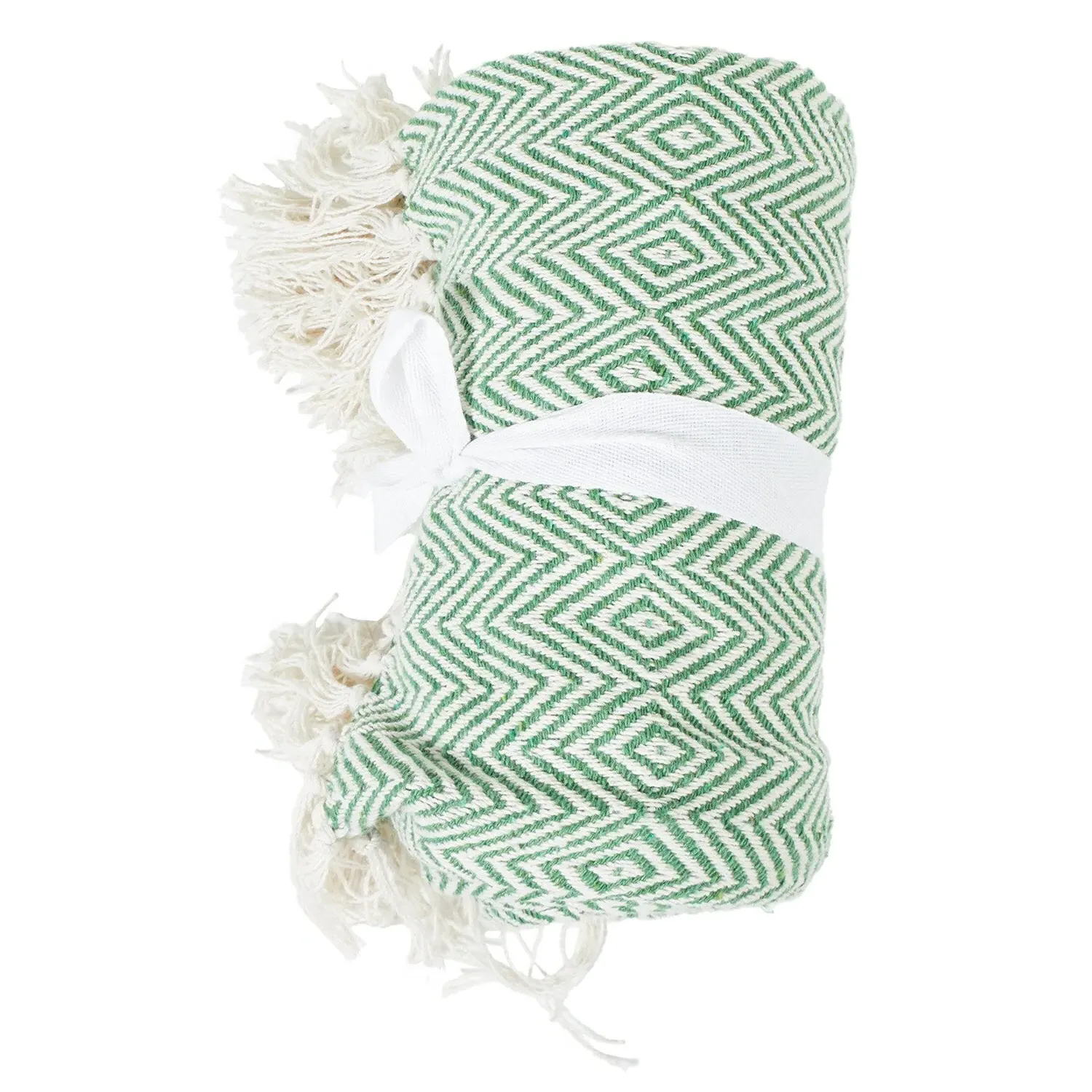 Geo Woven Throw - Green