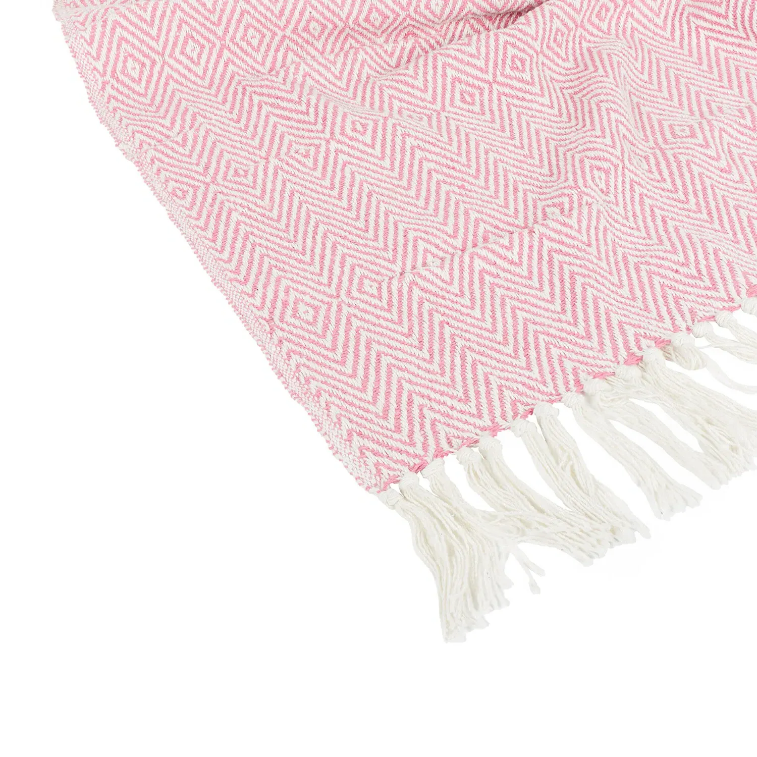 Geo Woven Throw - Pink