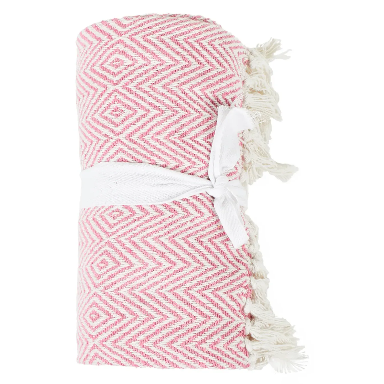 Geo Woven Throw - Pink