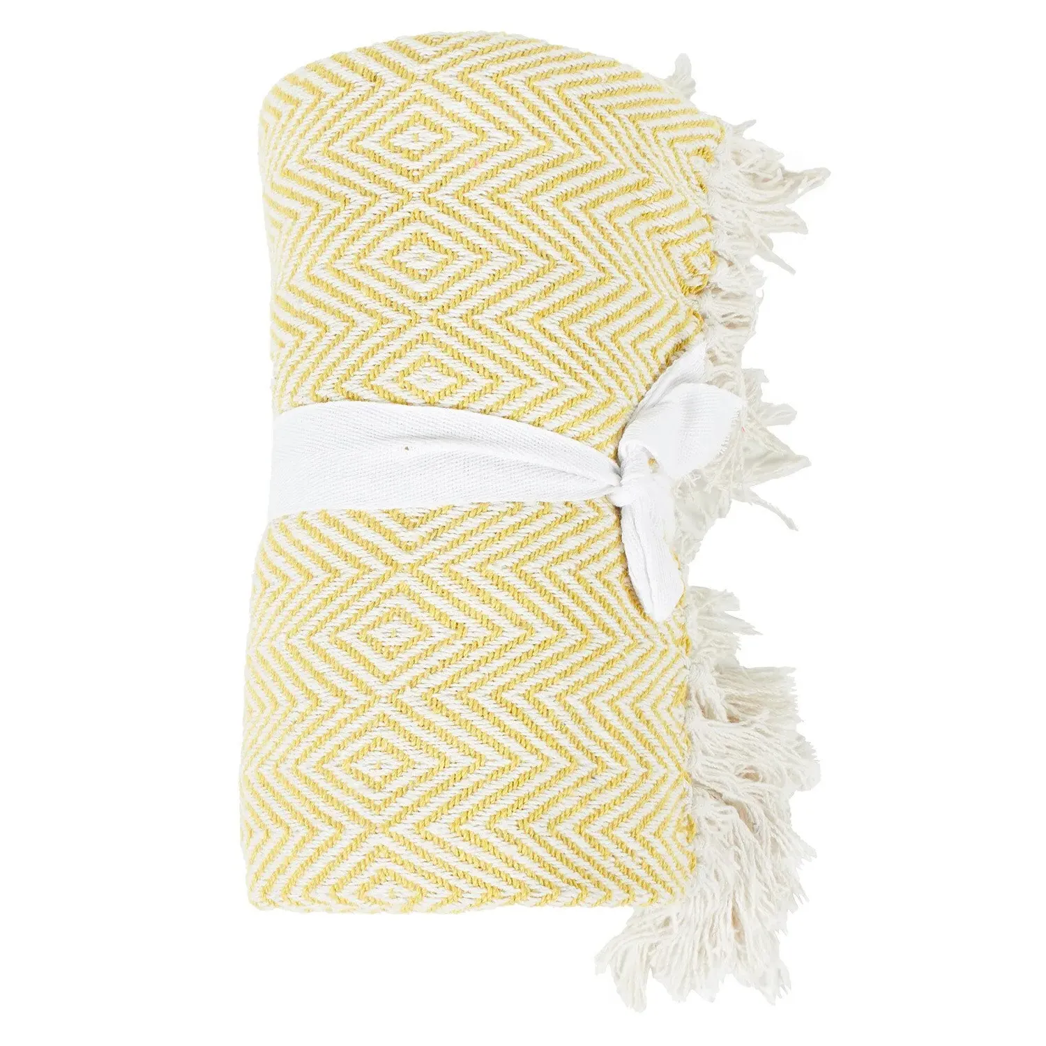 Geo Woven Throw - Yellow