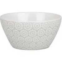 Geometric Blossom Conical Bowl - Grey, Stoneware