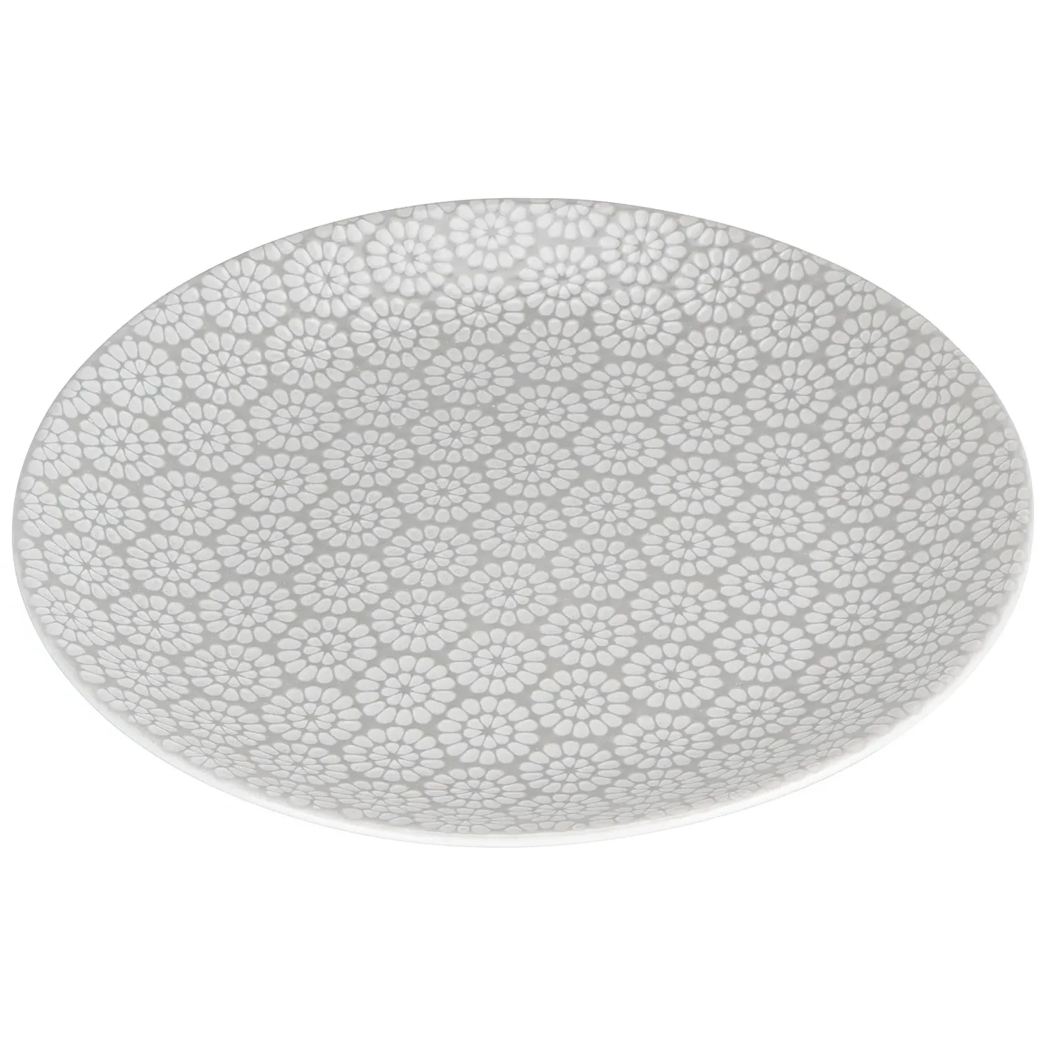 Geometric Blossom Dinner Plate - Grey, Stoneware