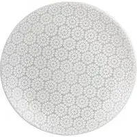Geometric Blossom Dinner Plate - Grey, Stoneware