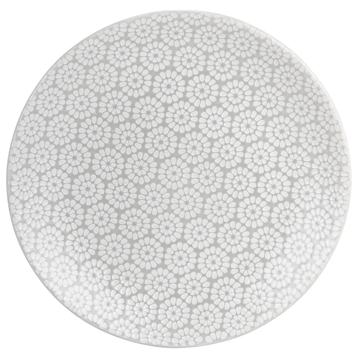 Geometric Blossom Dinner Plate - Grey, Stoneware