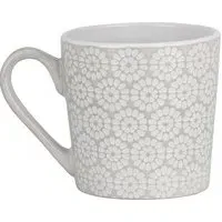 Geometric Blossom Mug - Grey, Stoneware