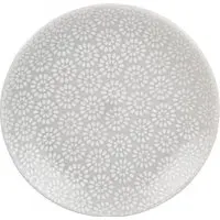 Geometric Blossom Side Plate - Grey, Stoneware