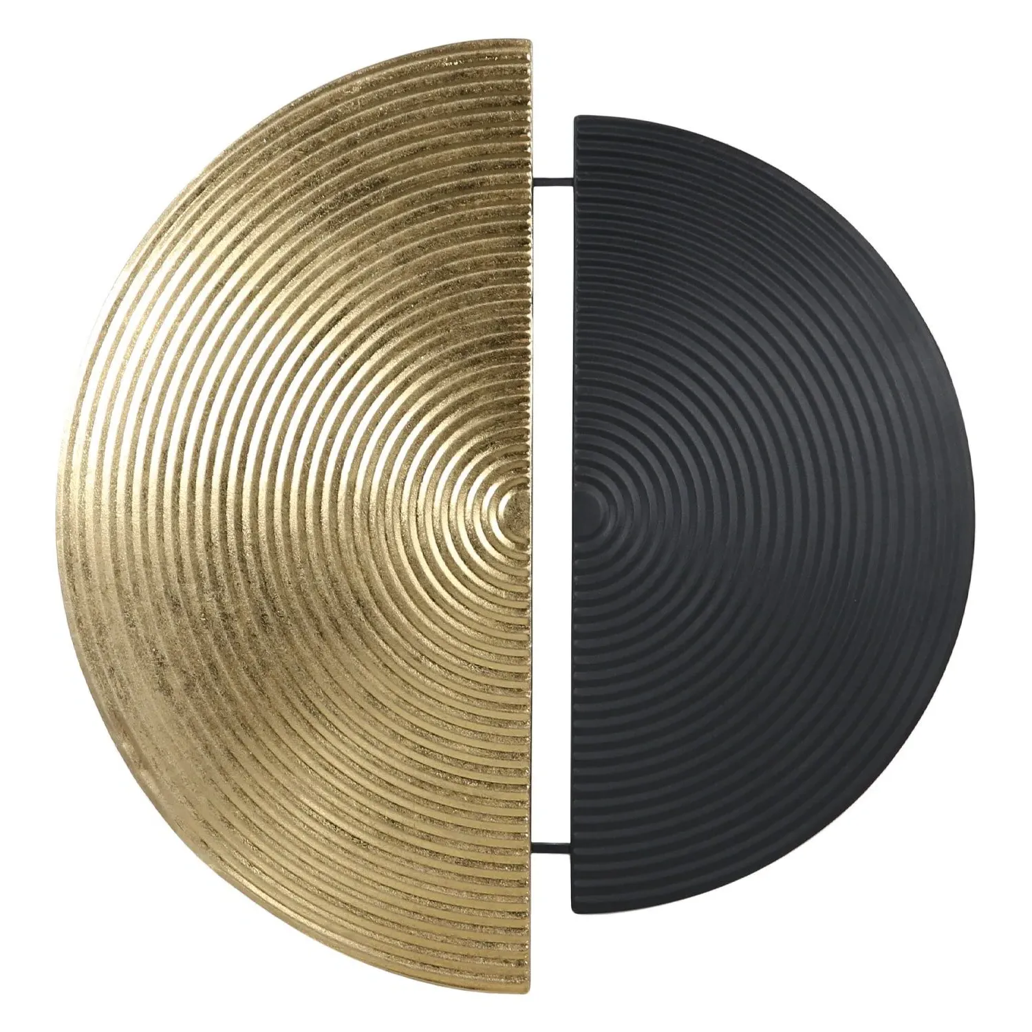Geometric Semi Circles Metal Wall Art - Black, Gold image