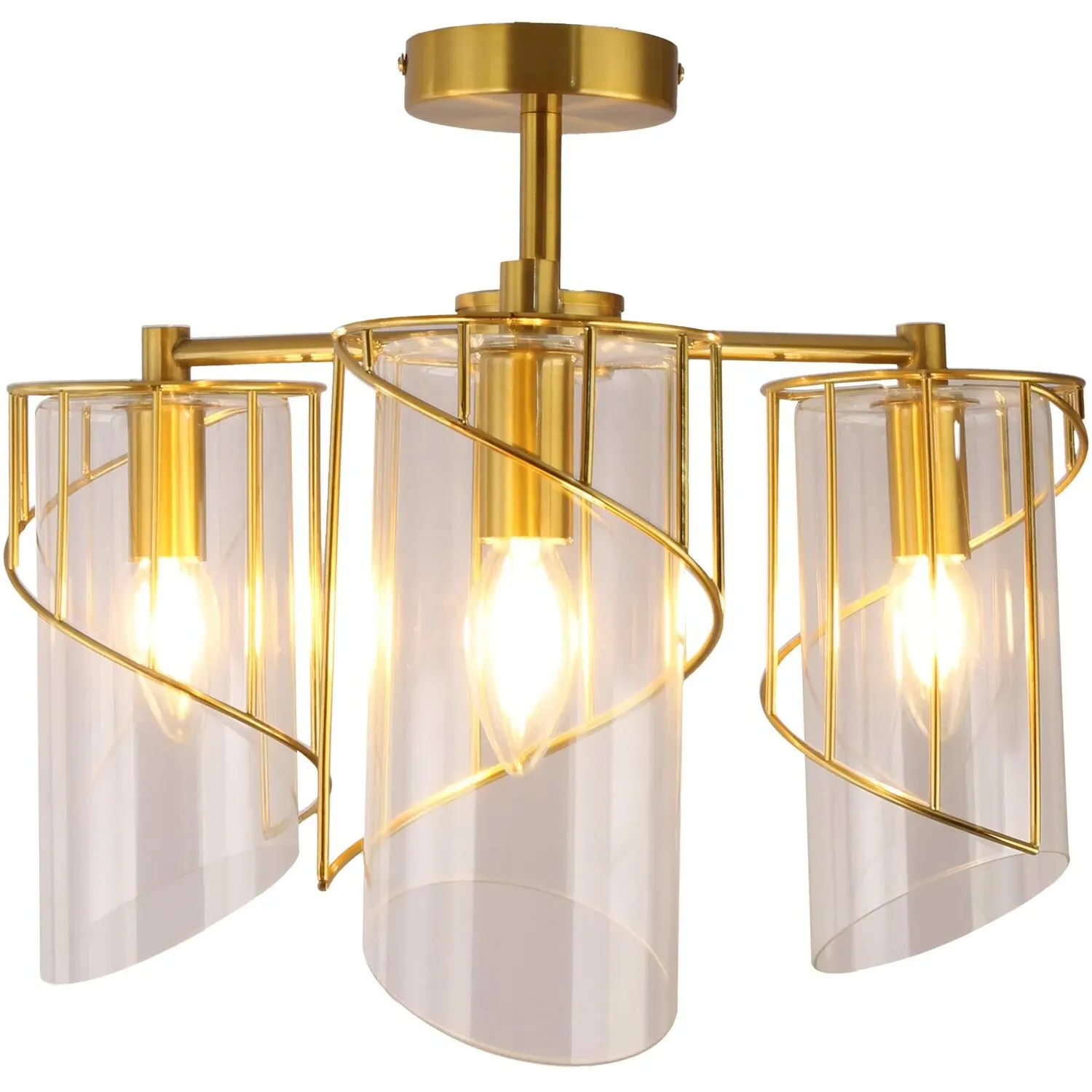 Georgie 3 Arm Flush Ceiling Fitting - Brass