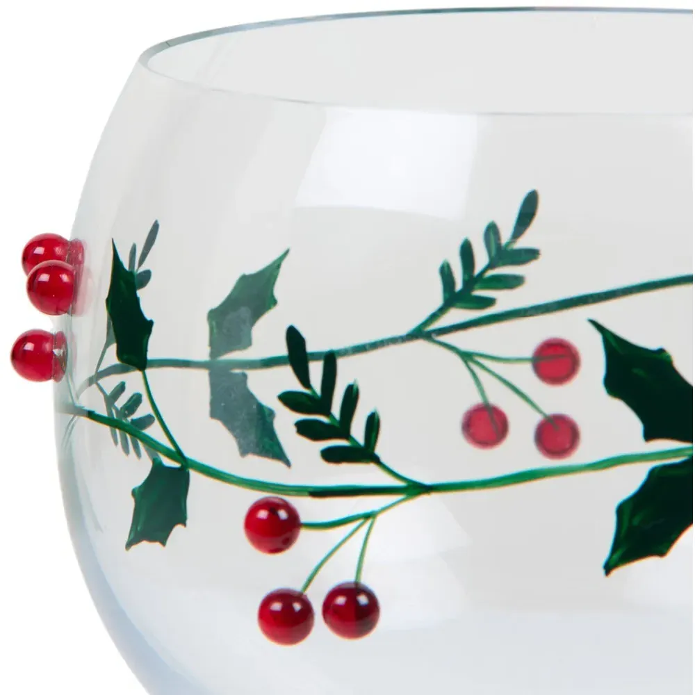 Gin Glass with Mistletoe Decoration - Clear