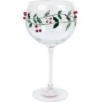 Gin Glass with Mistletoe Decoration - Clear