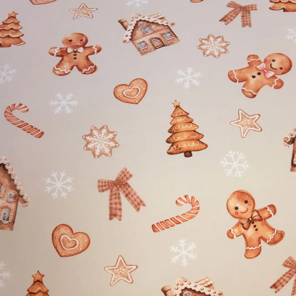 Gingerbread Cookies Double Duvet Set - Natural