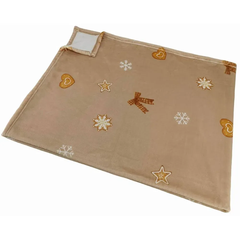 Gingerbread Cookies Fleece Throw - Brown