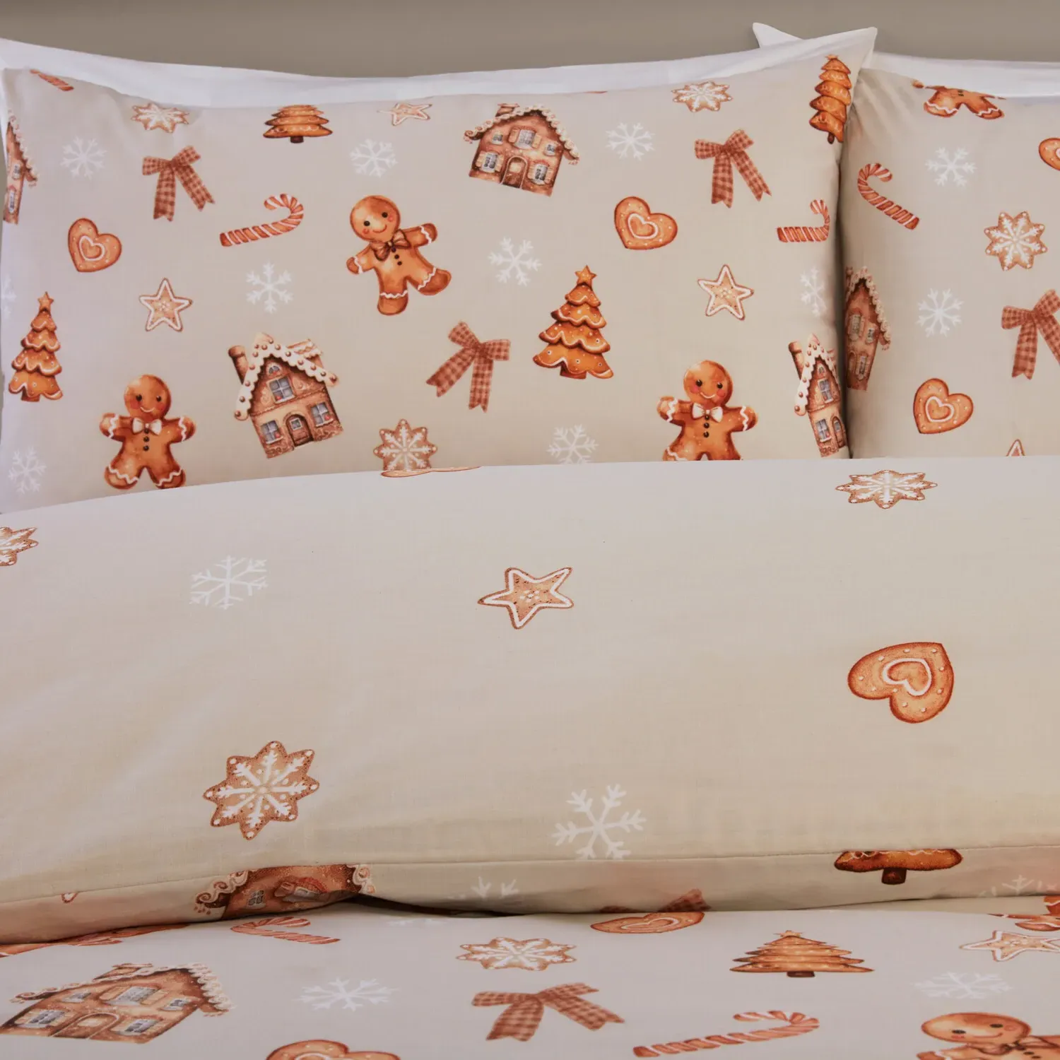 Gingerbread Cookies Super King Duvet Set - Natural