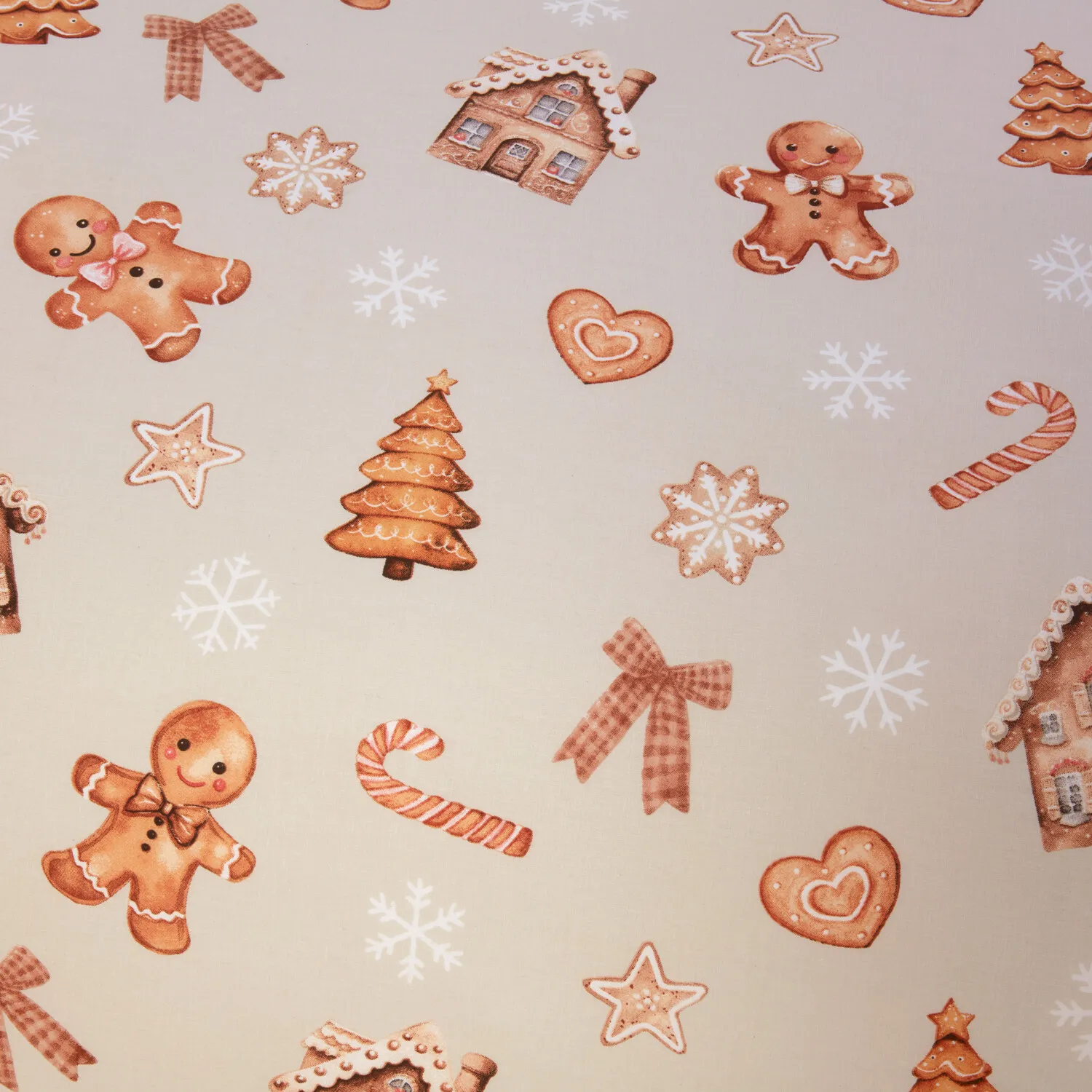 Gingerbread Cookies Super King Duvet Set - Natural