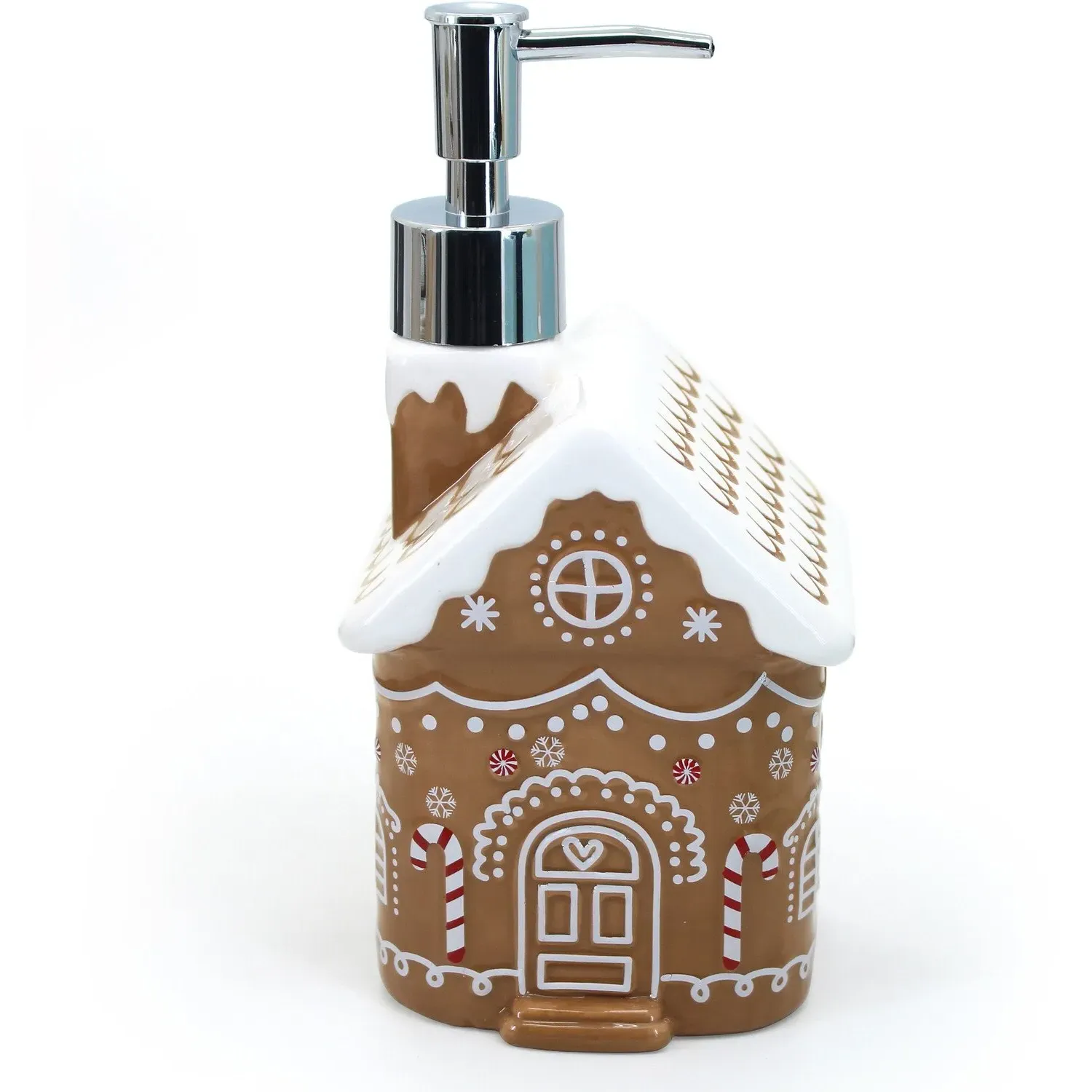Gingerbread House Ceramic Soap Dispenser - Brown