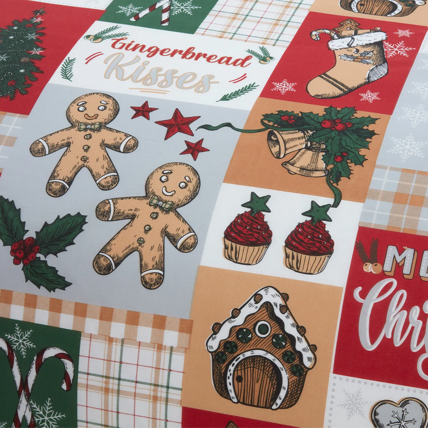 Gingerbread House King Duvet Set - Red