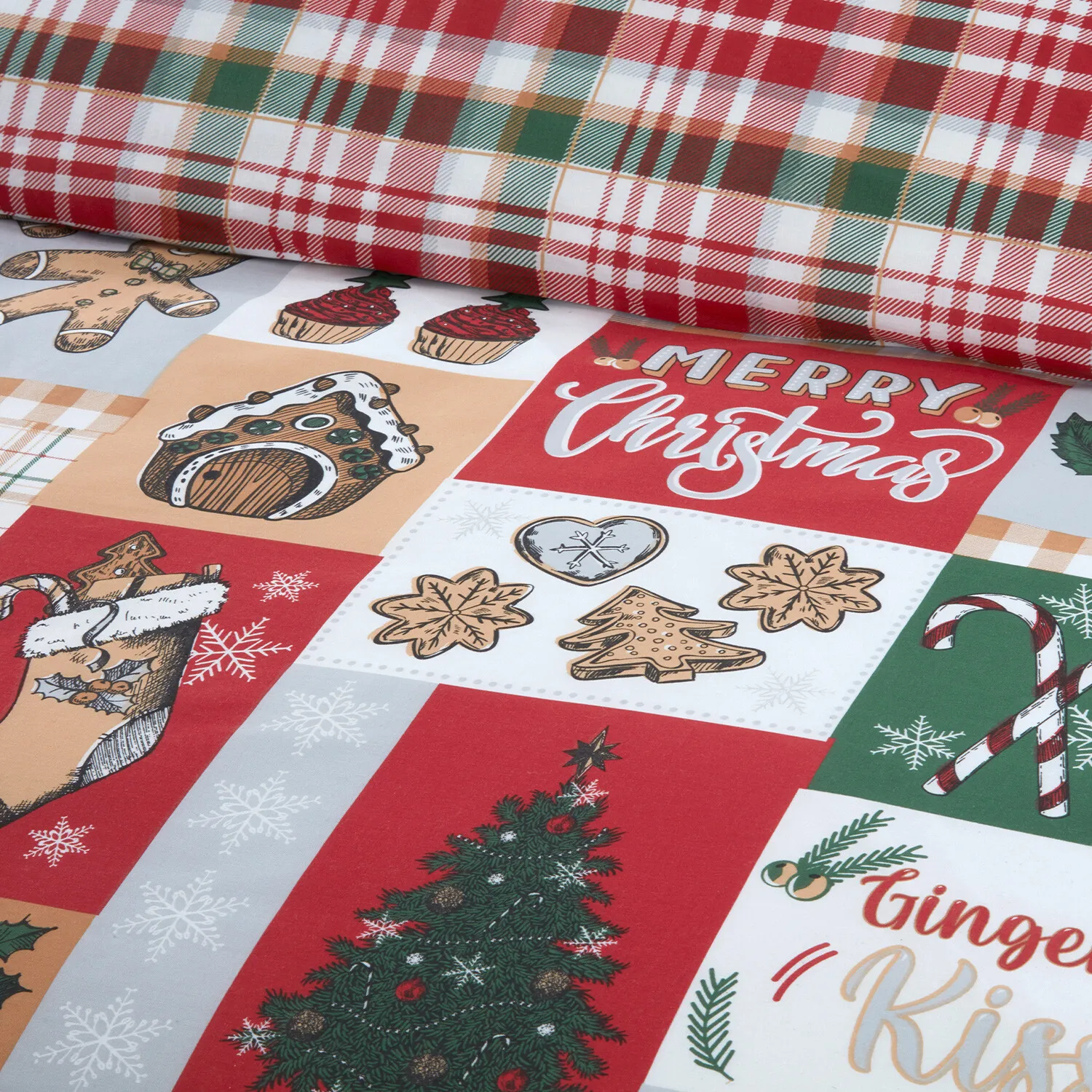 Gingerbread House Single Duvet Set - Red