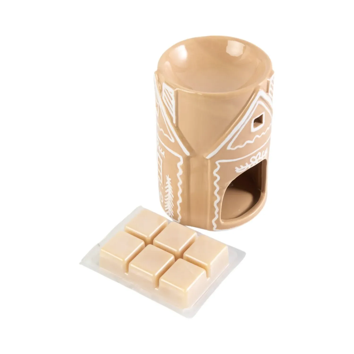 Gingerbread House Wax Burner Set - Natural
