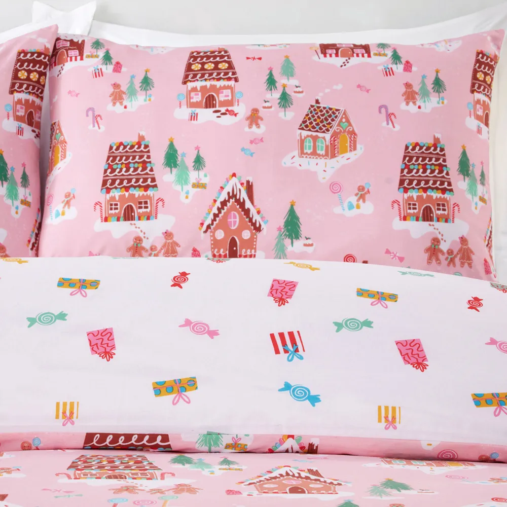 Gingerbread Lane Double Duvet Set - Pink