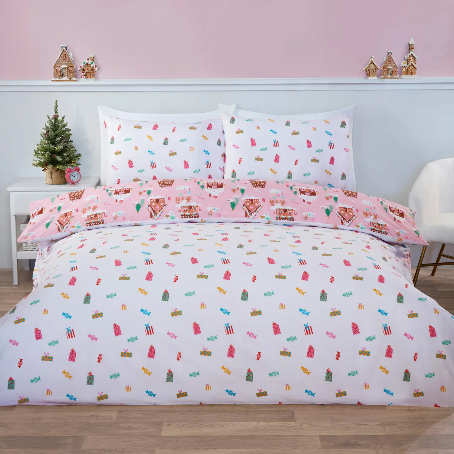 Gingerbread Lane Single Duvet Set - Pink