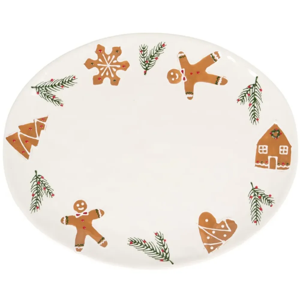 Gingerbread Serving Platter - White image