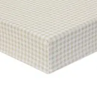 Gingham Super King Fitted Sheet - Natural