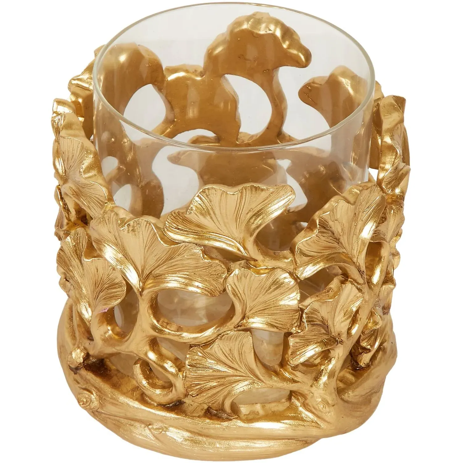 Ginko Leaf Candle Holder - Gold