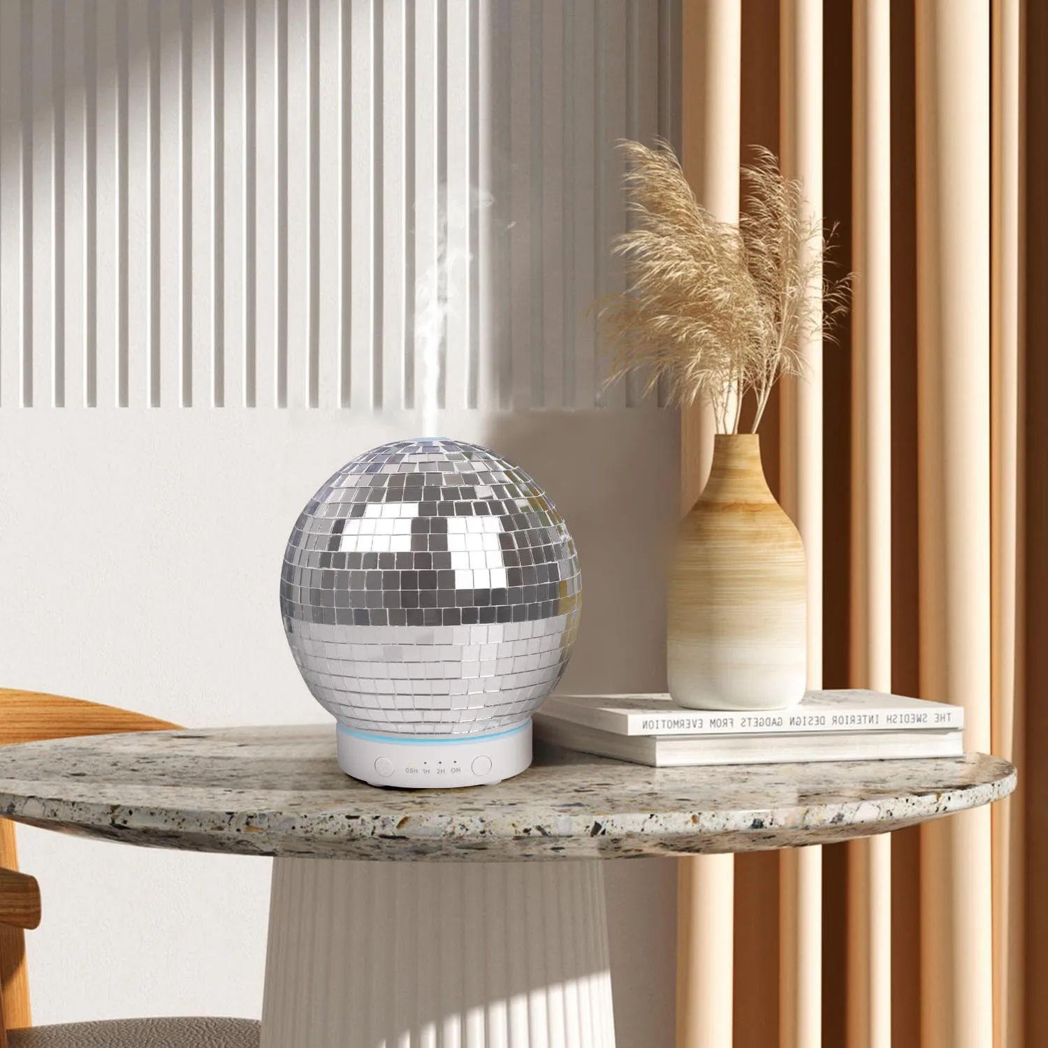 Glass Disco Ball Diffuser with LED - Silver