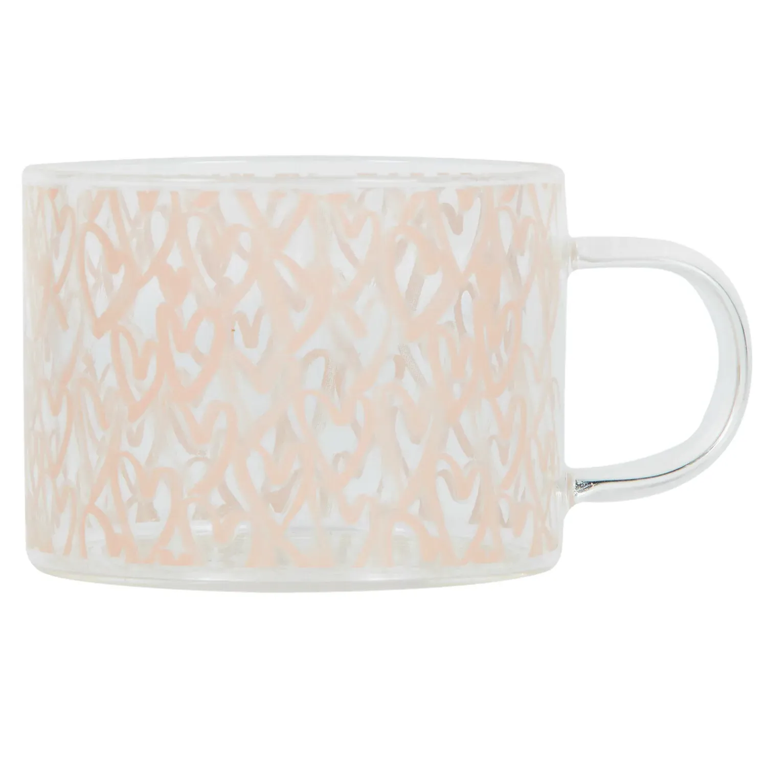 Glass Heart Decal Mug 500ml - Clear, Pink
