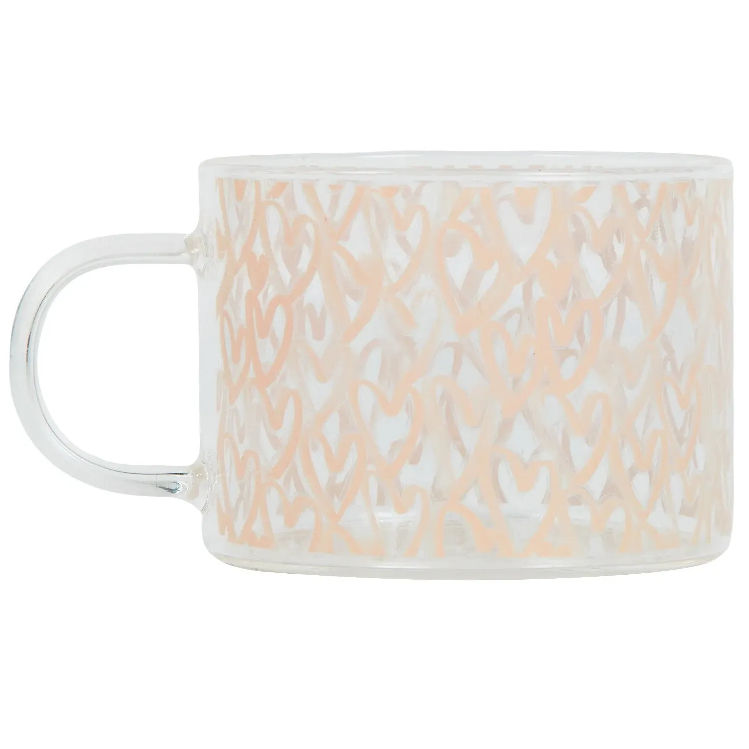 Glass Heart Decal Mug 500ml - Clear, Pink image