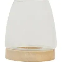 Glass Hurricane with Wooden Base