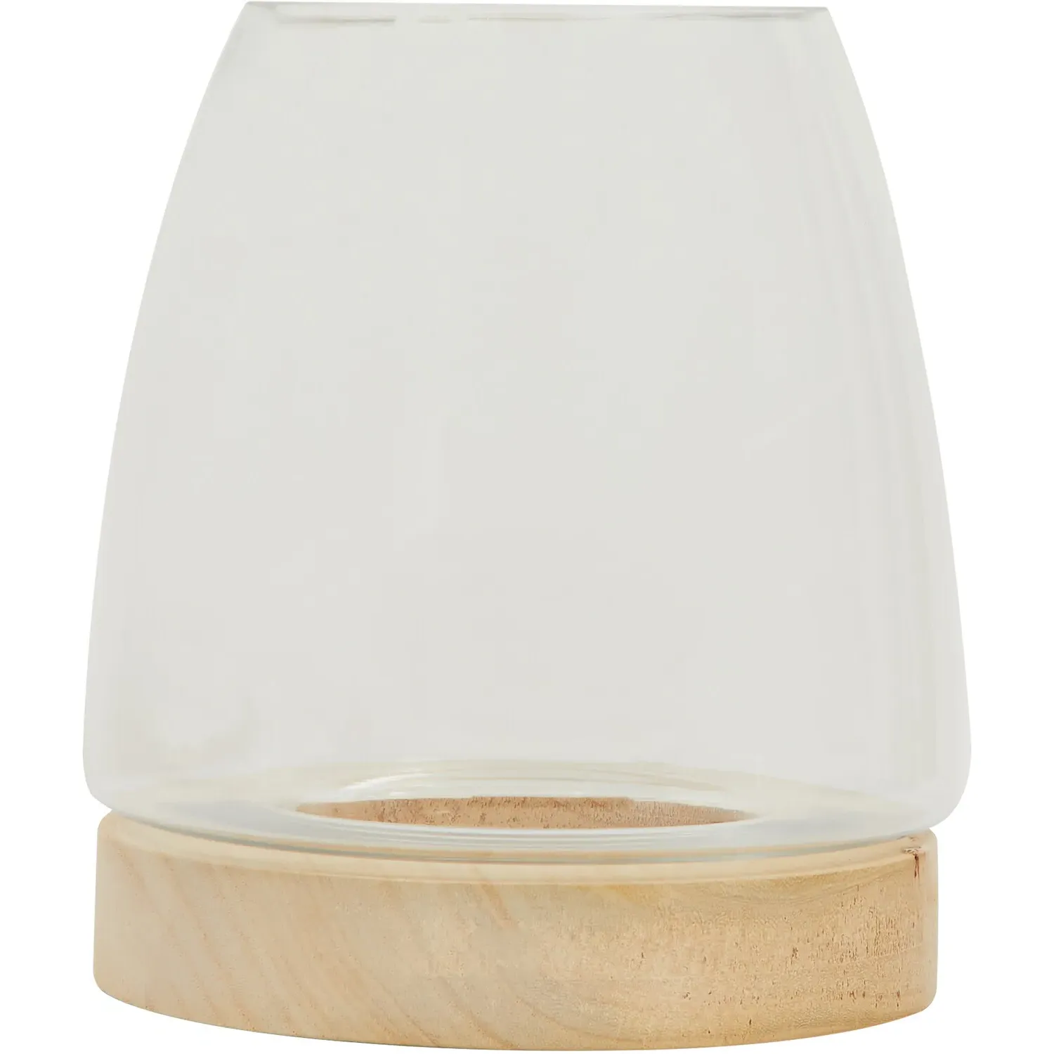 Glass Hurricane with Wooden Base image