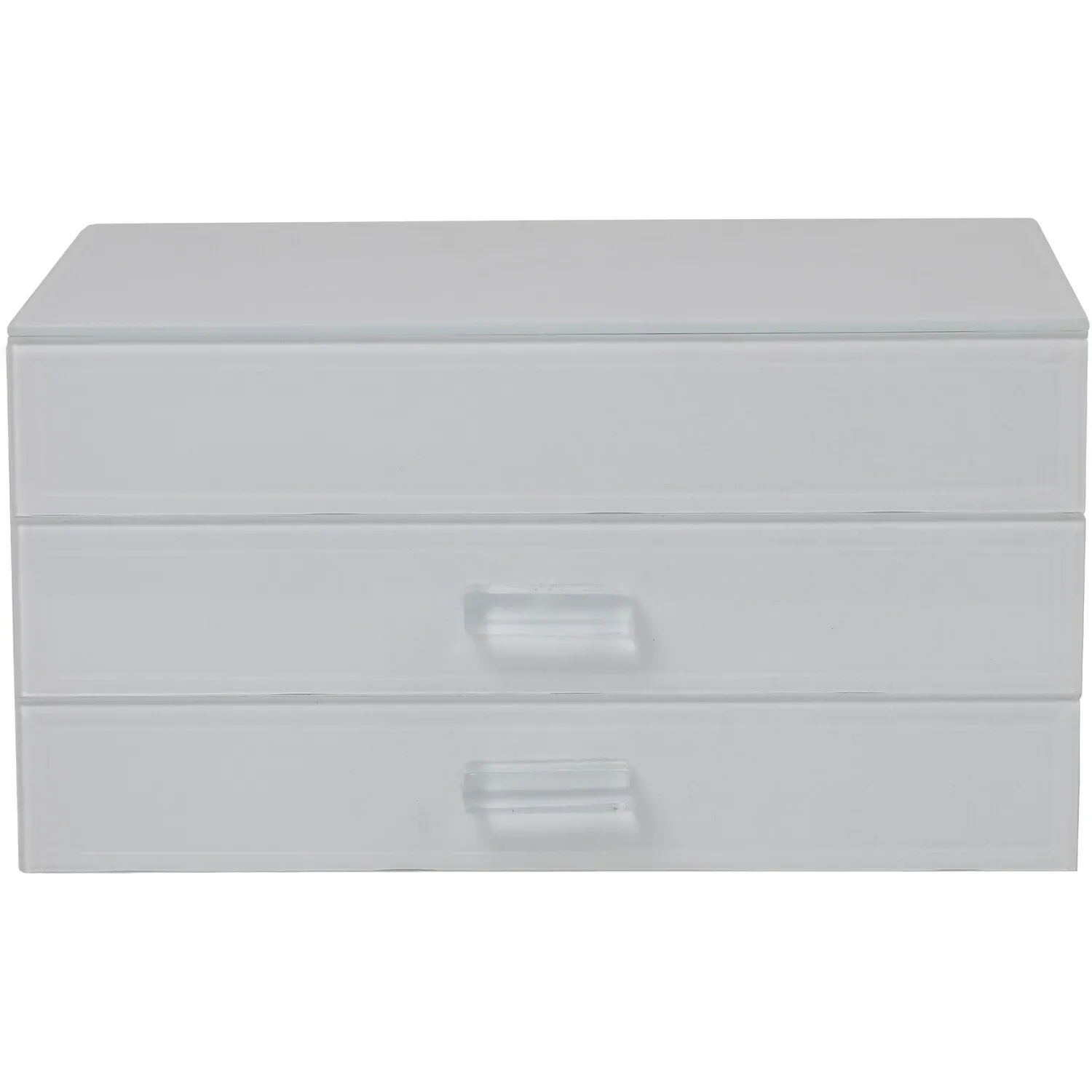 Glass Jewellery Box with Compartments - White