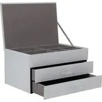 Glass Jewellery Box with Compartments - White