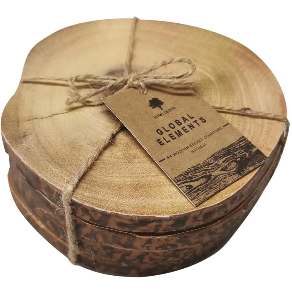 Global Elements 4 Pack Wood Effect Coasters image