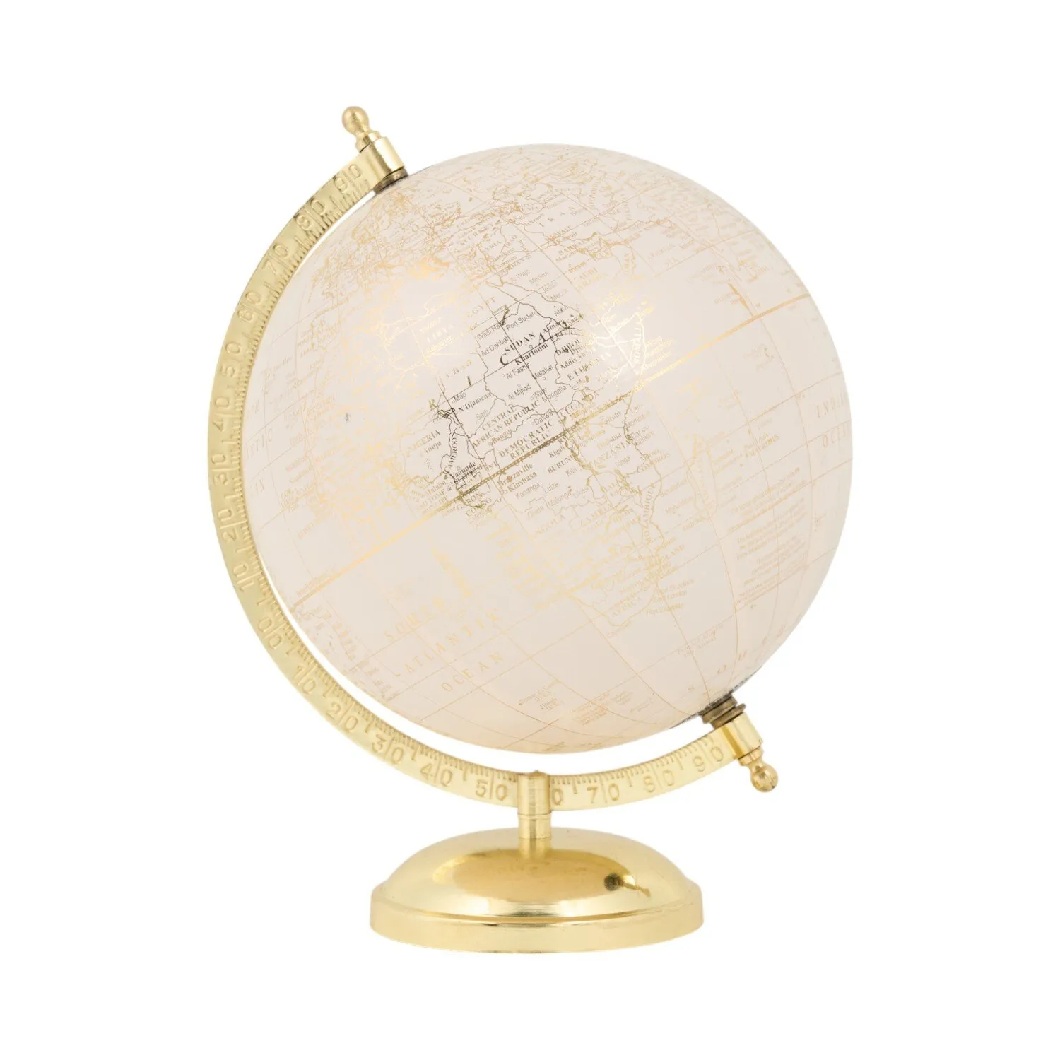 Globe on Stand - Cream, Gold