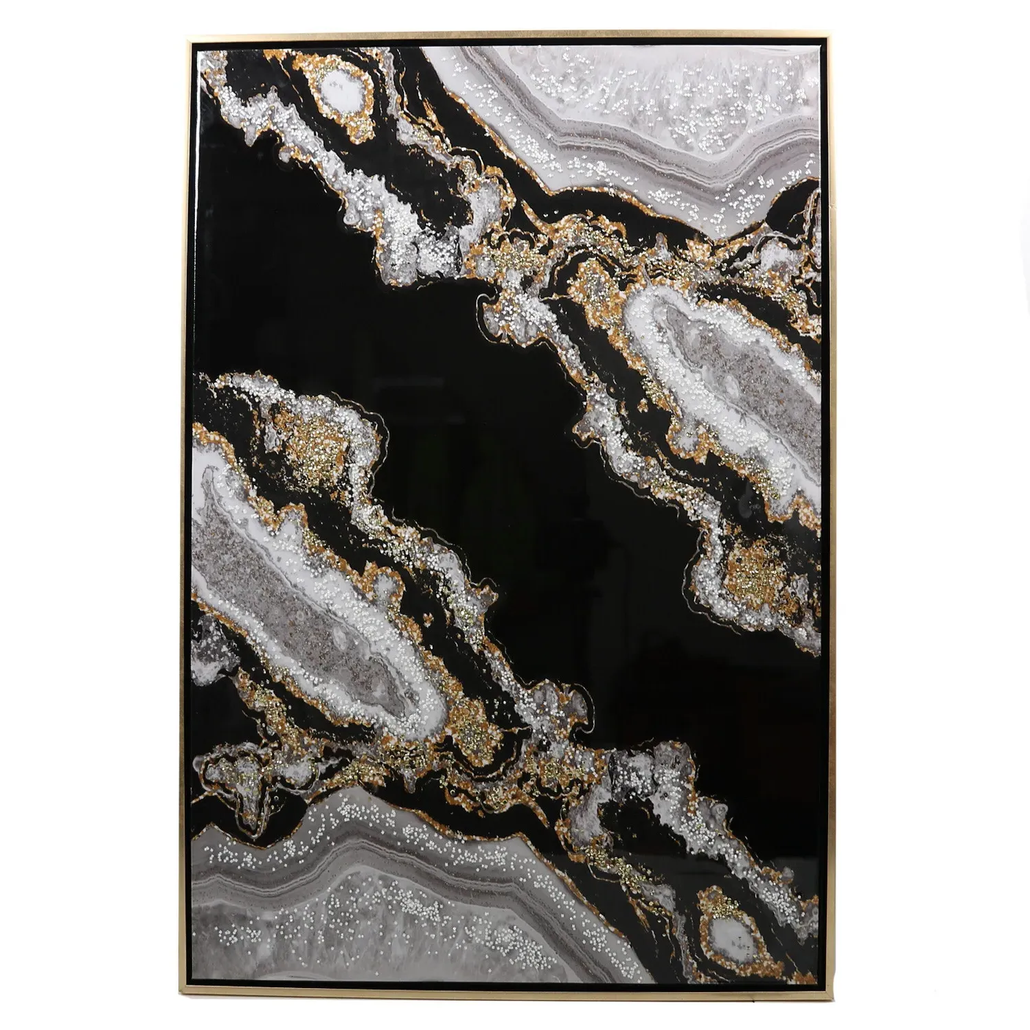 Gold Adorned Geode Framed Wall Art 60x80cm - Black