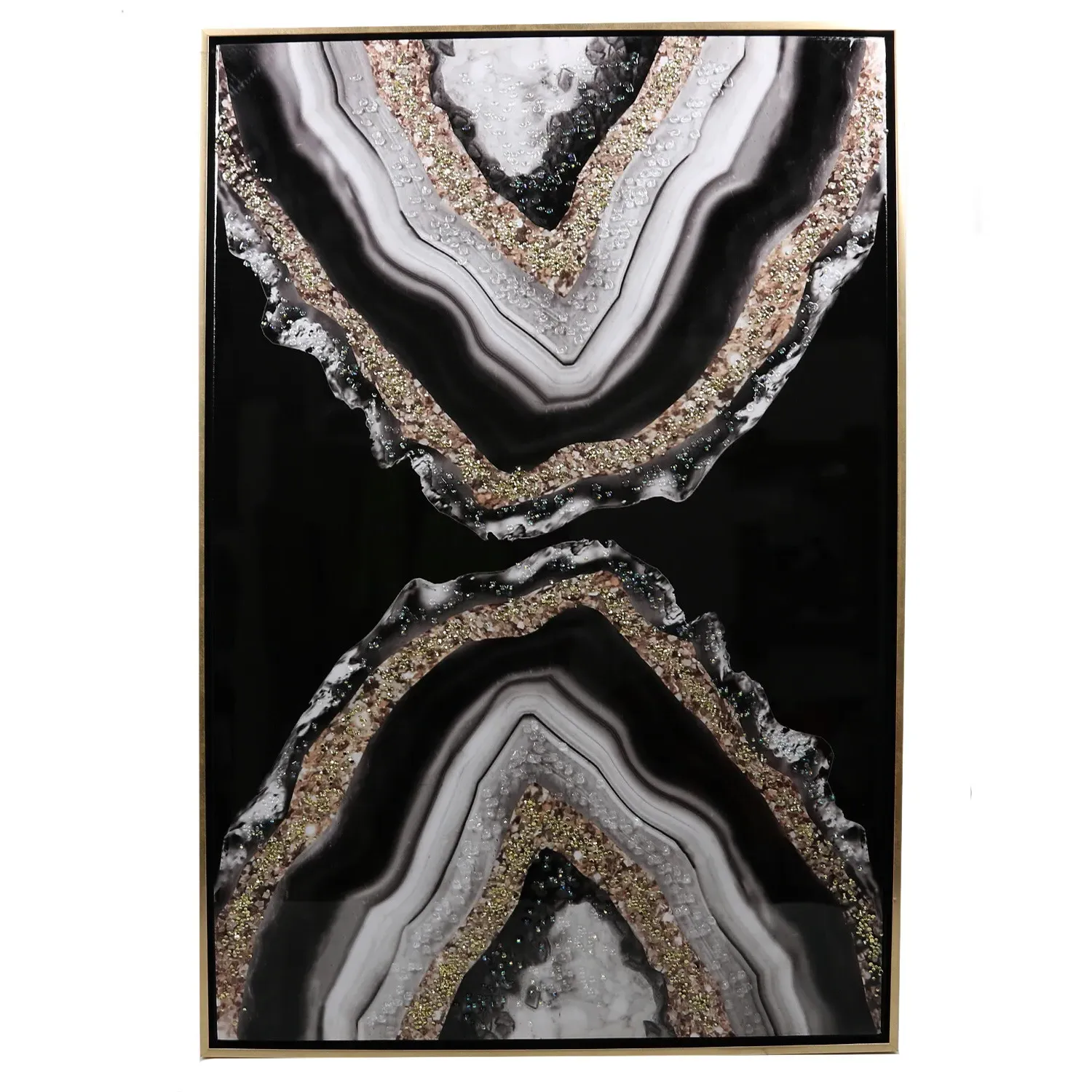 Gold Adorned Geode Framed Wall Art 60x80cm - Black