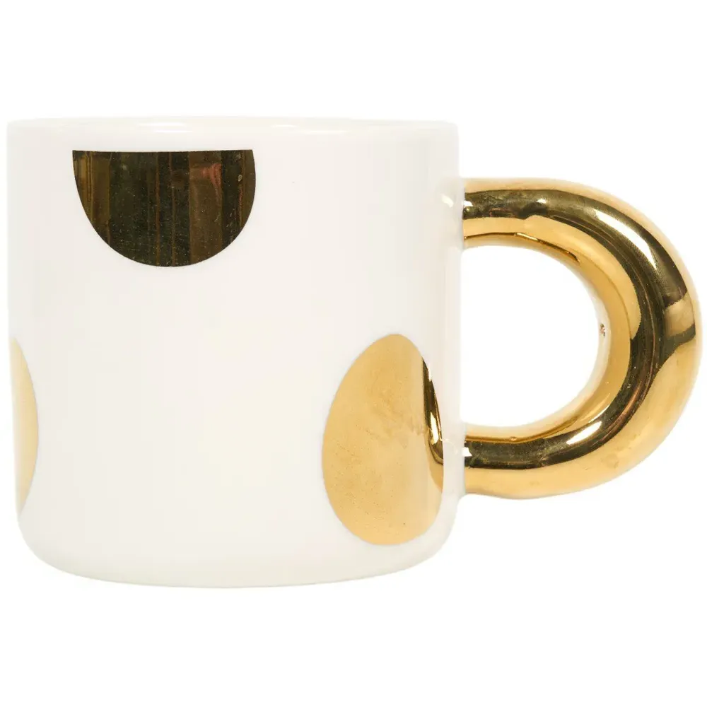 Gold Decal Mug with Metallic Handle - White