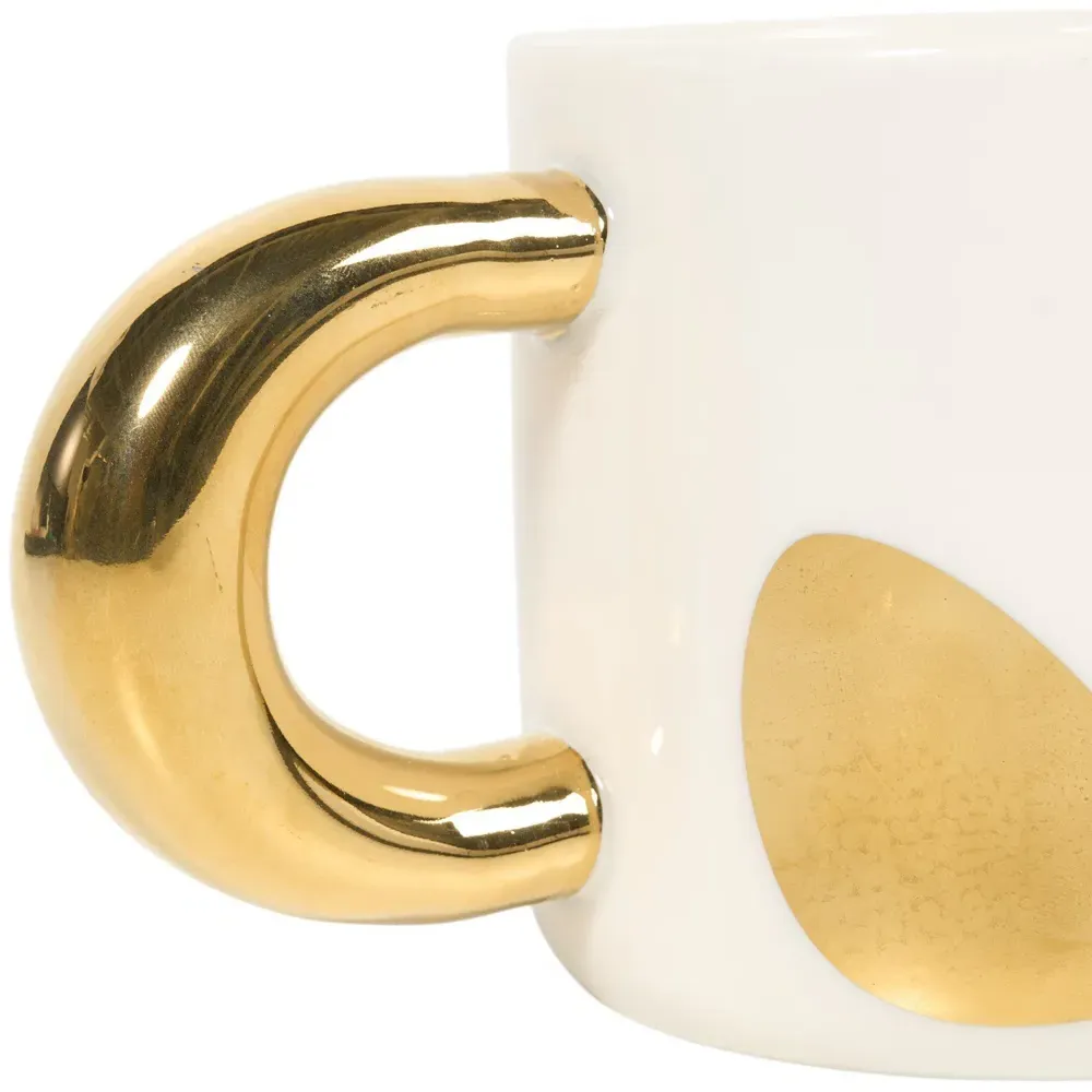 Gold Decal Mug with Metallic Handle - White