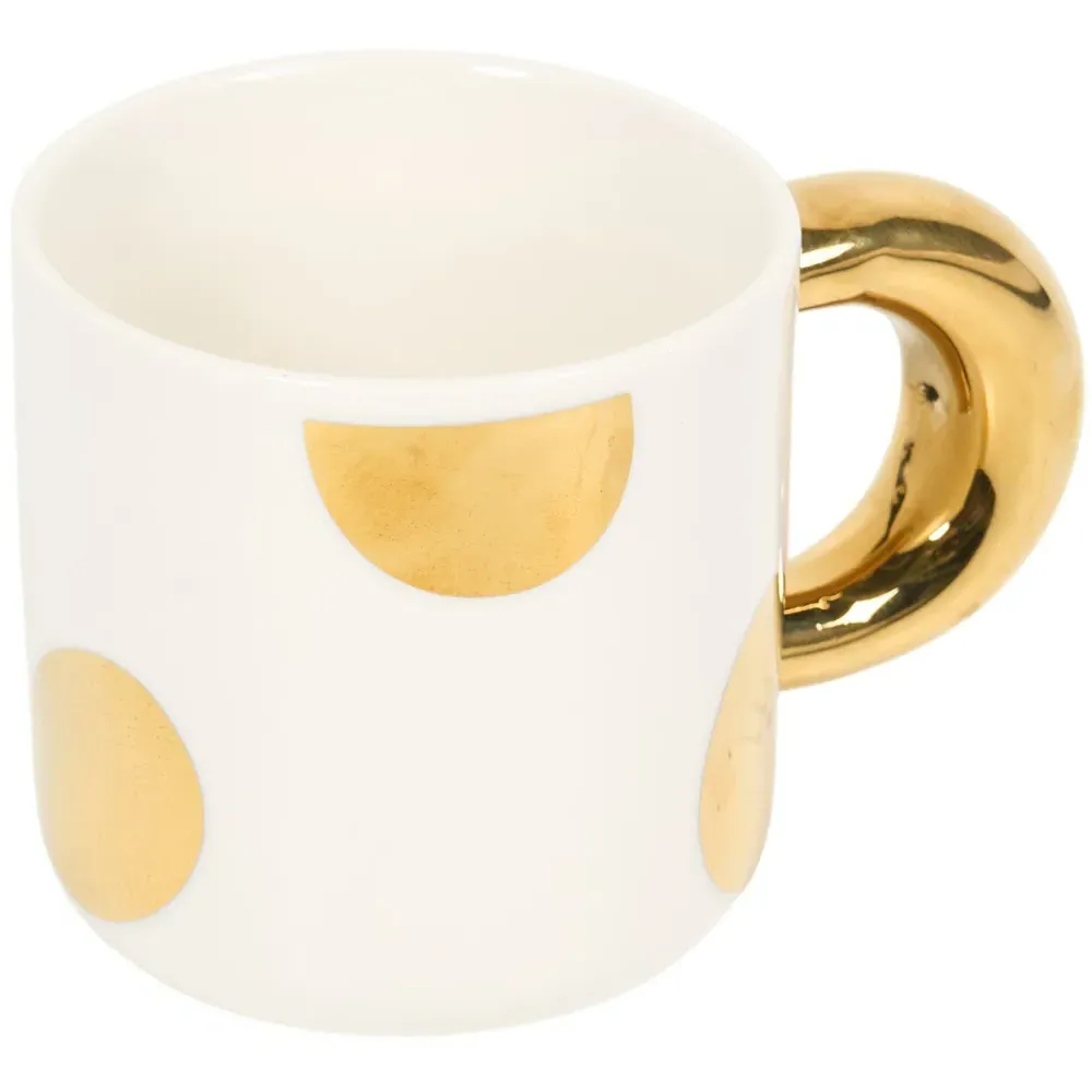 Gold Decal Mug with Metallic Handle - White