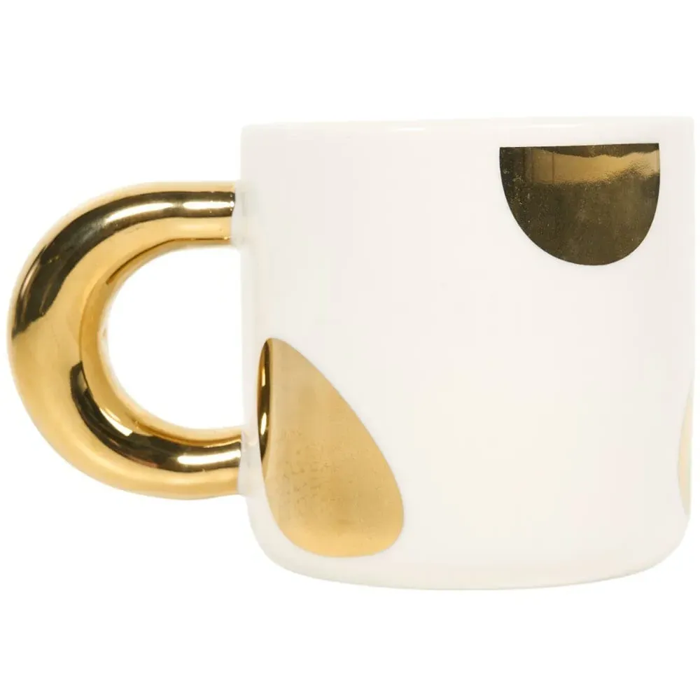 Gold Decal Mug with Metallic Handle - White image